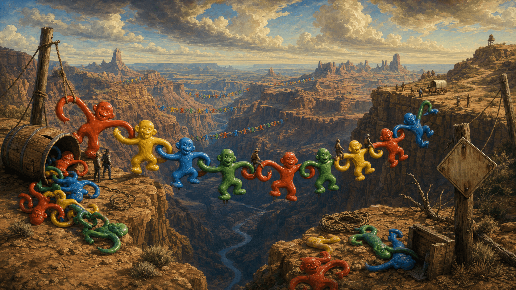 monkeys with linked arms